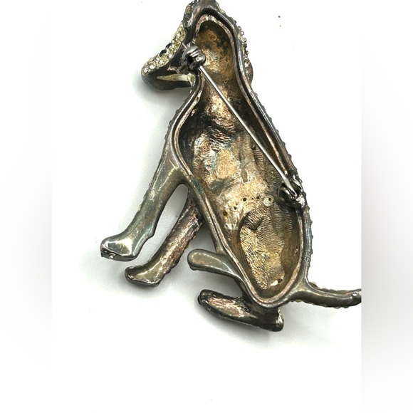 Adorable Crystal Dalmation Silver Tone Dog Puppy Vintage Brooch Pin - Picture 4 of 4